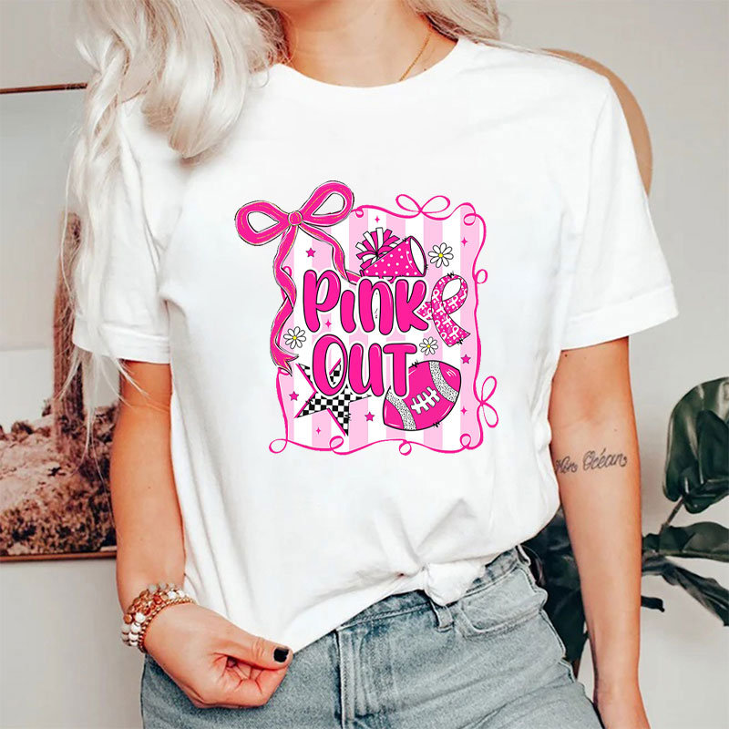 Pink Out With Sports And Ribbon Nurse T-Shirt