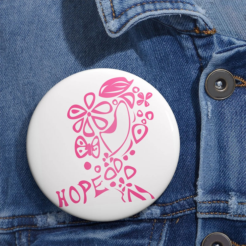 Pink Hope Cancer Ribbon Nurse Pinback Button