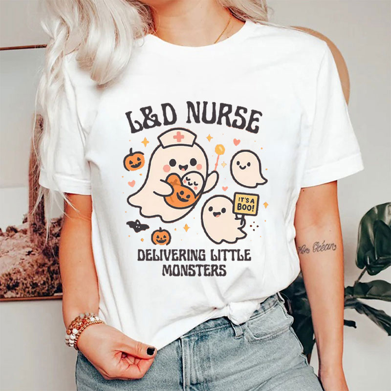 L&D Nurse Spooky Deliveries Little Monsters Nurse T-Shirt