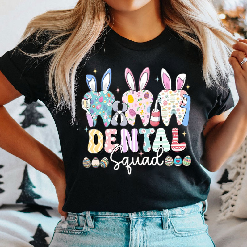 Dental Squad Floral Easter Teeth T-shirt