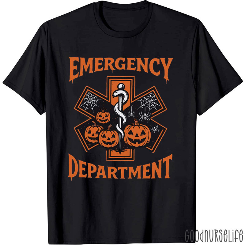 Halloween Emergency Department Spooky Pumpkin  Nurse T-Shirt