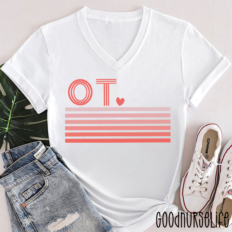 Occupational Therapy Cute Heart Female V-Neck T-Shirt