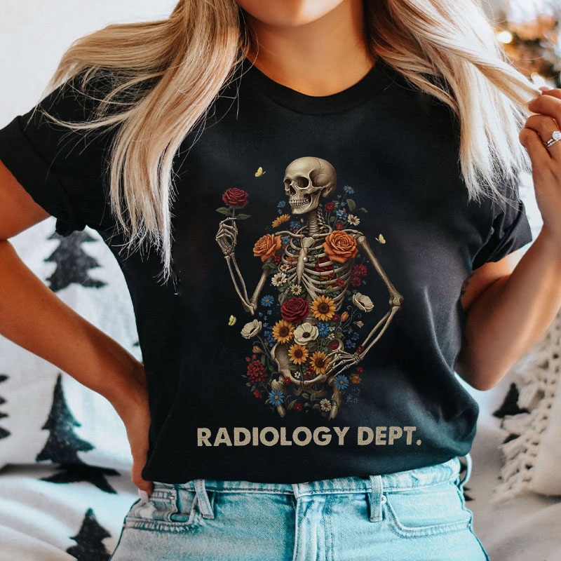 Floral Skeleton Radiology Dept T-shirt