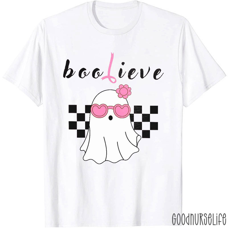 Breast Cancer Boo Lieve Ghost Nurse T-Shirt