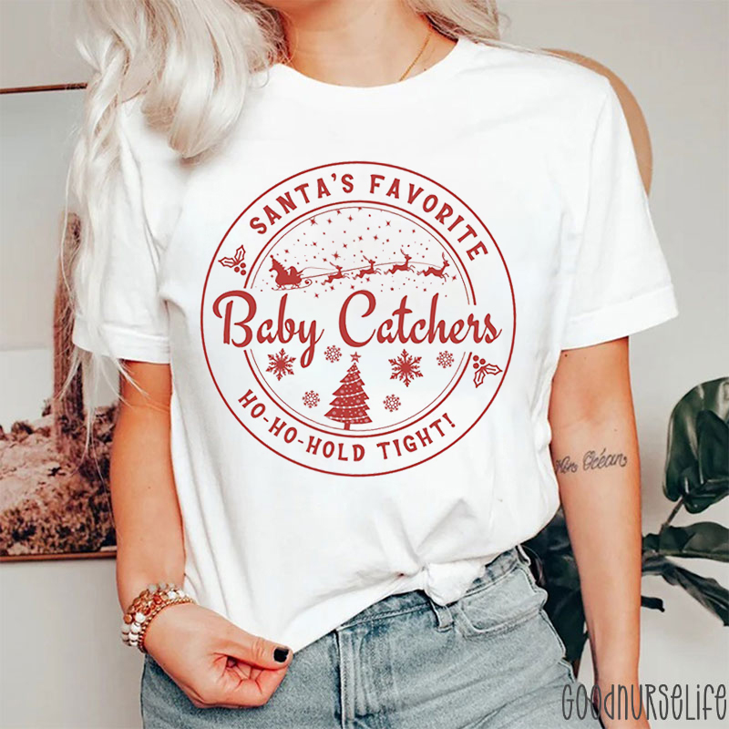Santa's Favorite Baby Catchers Nurse T-shirt