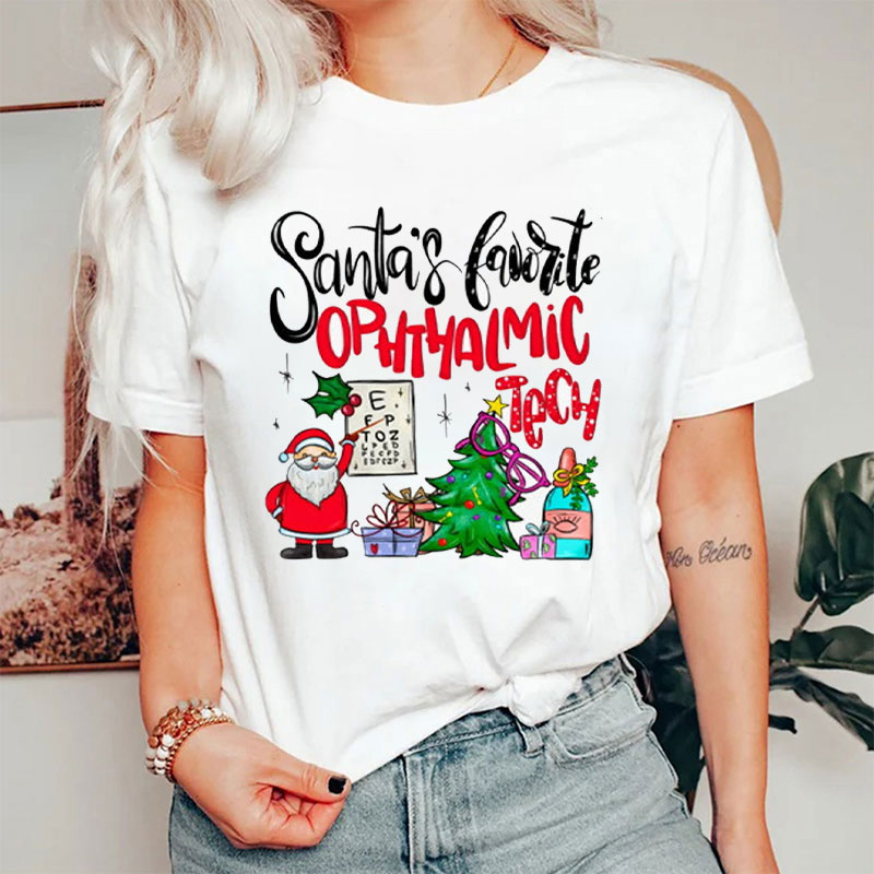 Santa's Favorite Ophthalmic Tech Festive Eye Care T-Shirt
