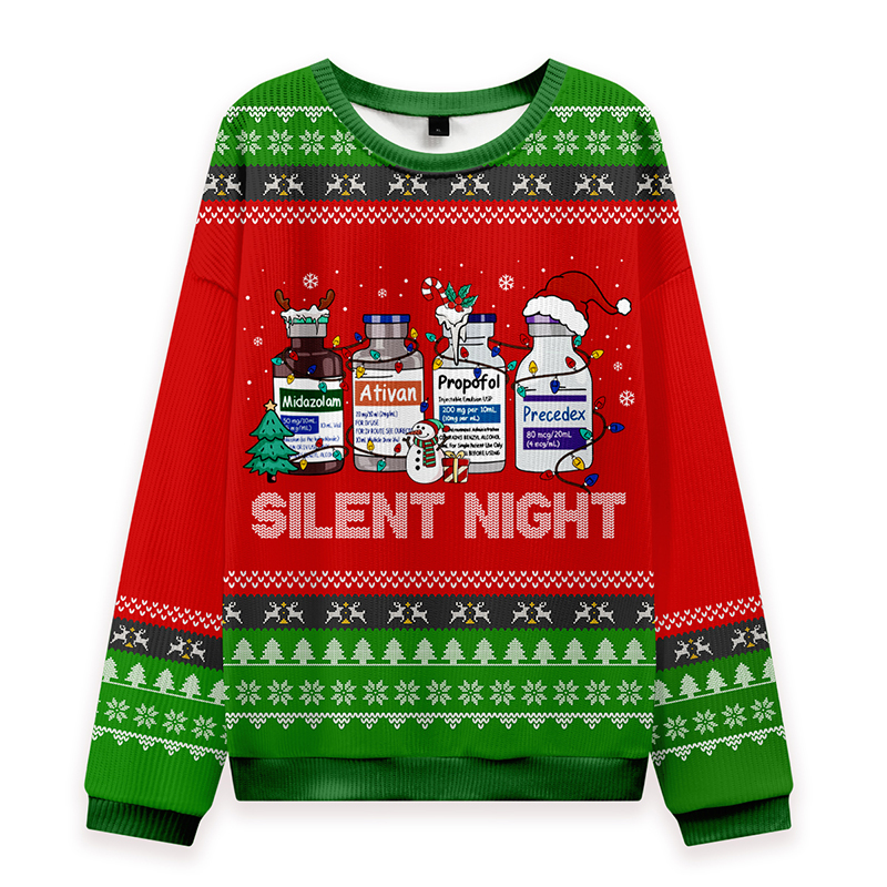Silent Night Nurse Ungly Knit Sweatshirt