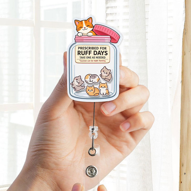 Pharmacy Cute Cat Shaker Badge Reel