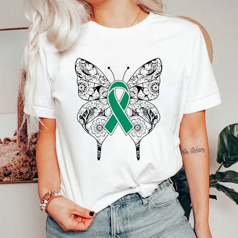 Green Ribbon Awareness Butterfly Nurse T-Shirt