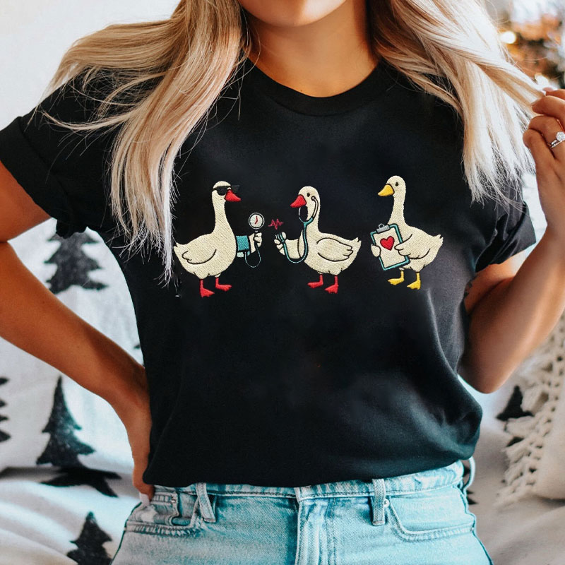 Embroidered Silly Goose Nurse Week Nurse T-shirt