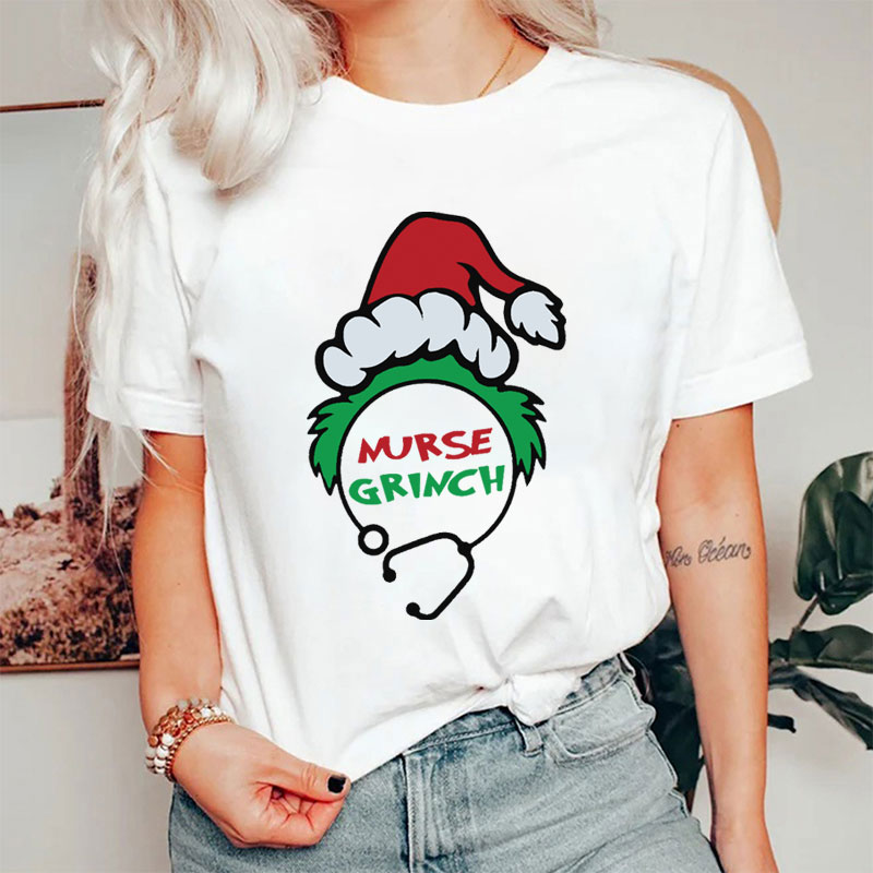 Nurse Stethoscope And Santa Hat Nurse T-Shirt