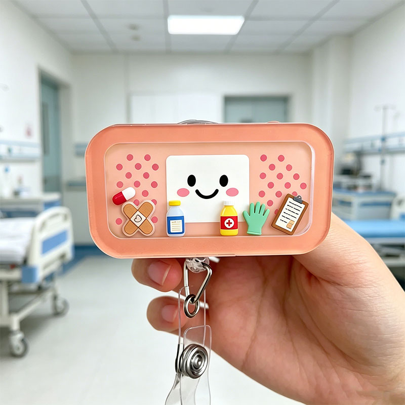 Cute Bandage Shaker Badge Reel