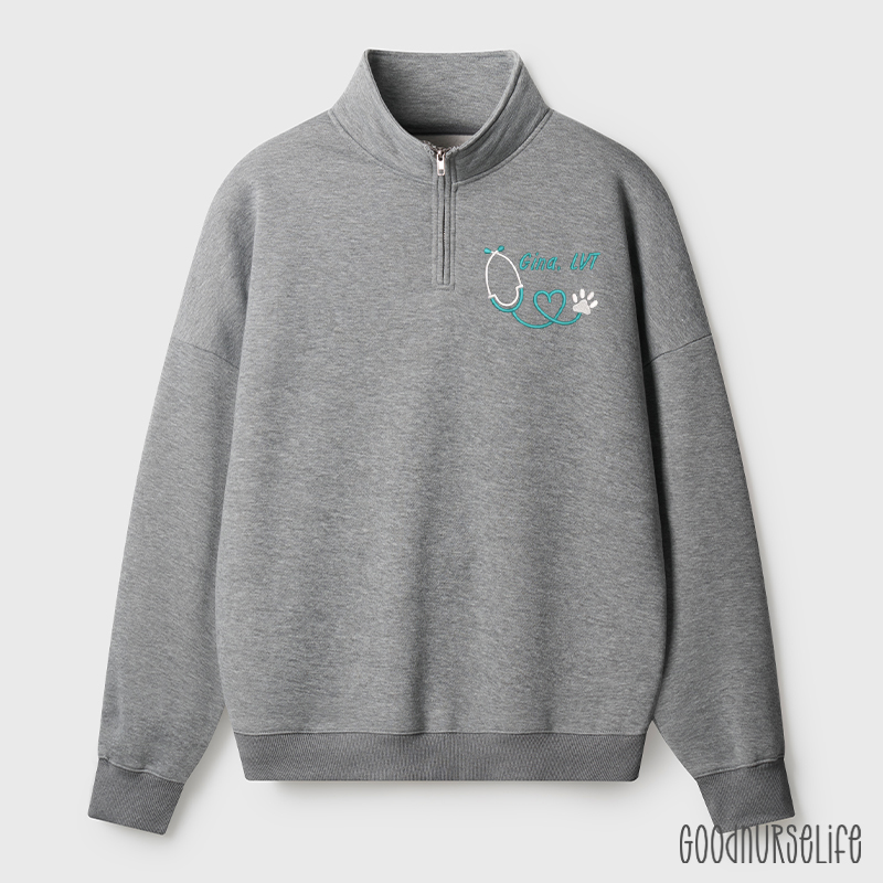 Personalized Veterinarian Office Quarter Zip Sweatshirt