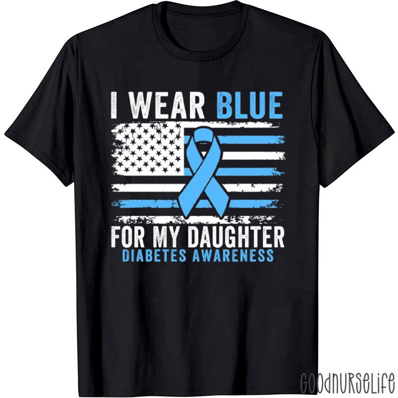 Personalized I Wear Blue Diabetes Awareness Nurse Nurse T-Shirt