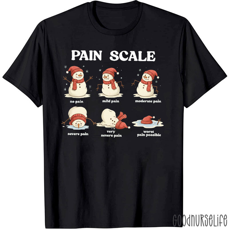 Christmas Snowman Pain Scale Nurse T-Shirt