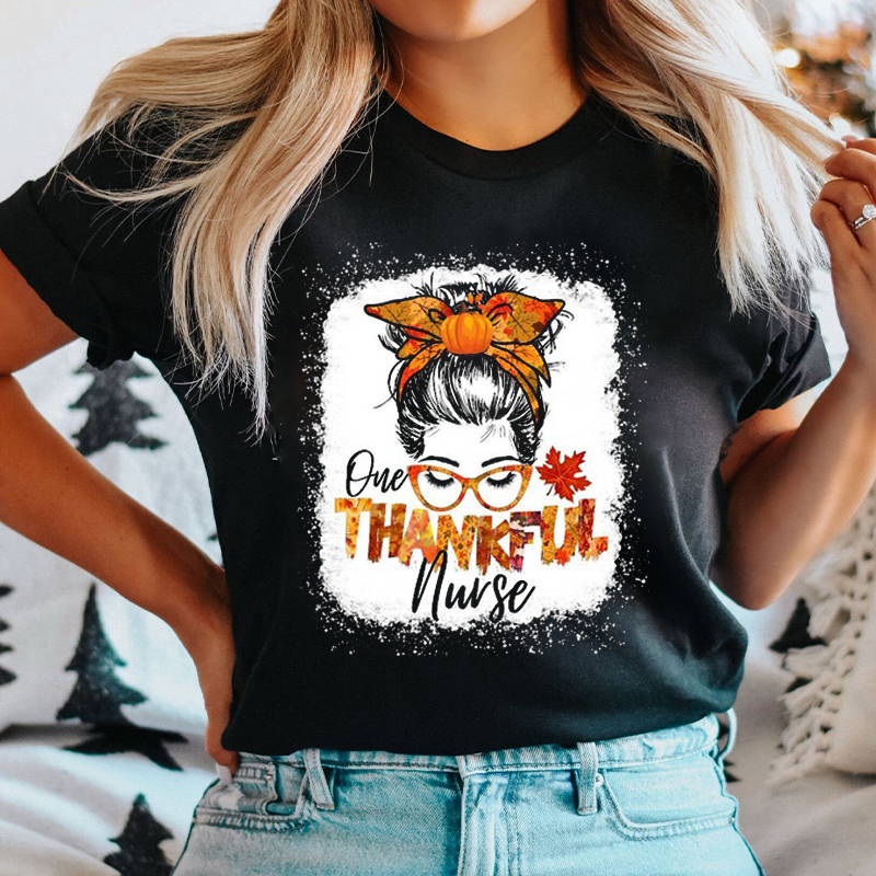 Glasses Girl One Thankful Nurse T-shirt
