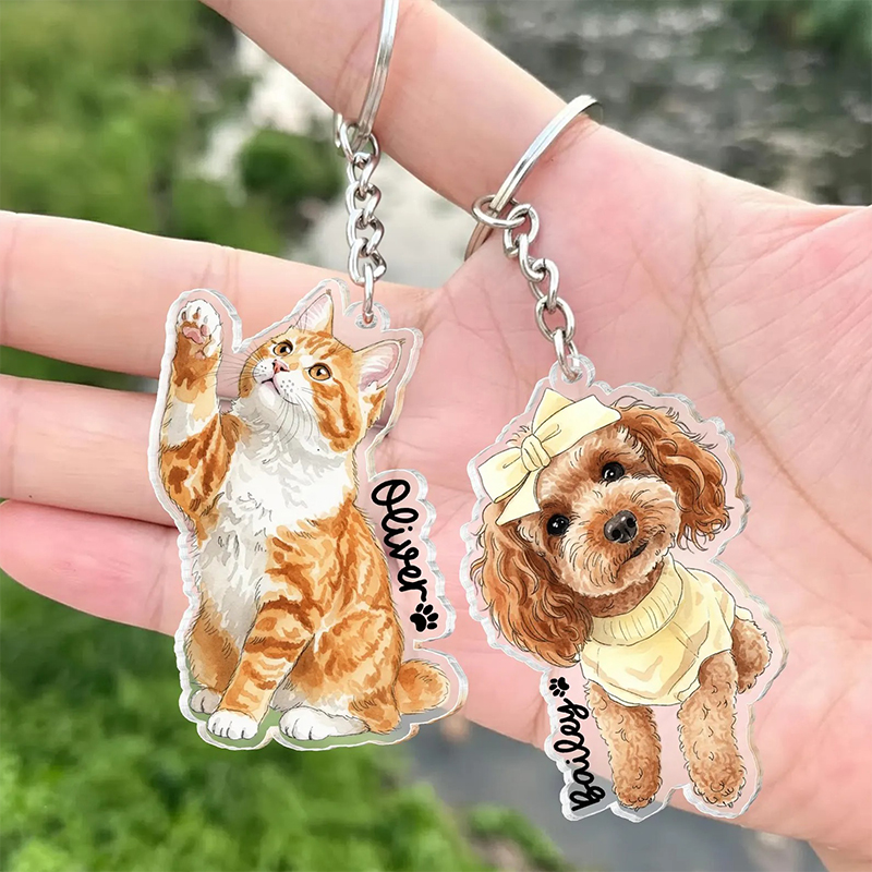Personalized Watercolor Pet Acrylic Nurse Keychain
