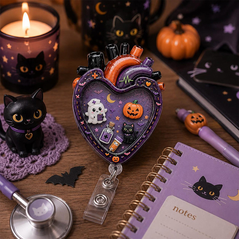 Anatomical Heart Halloween Shaker Badge Reel