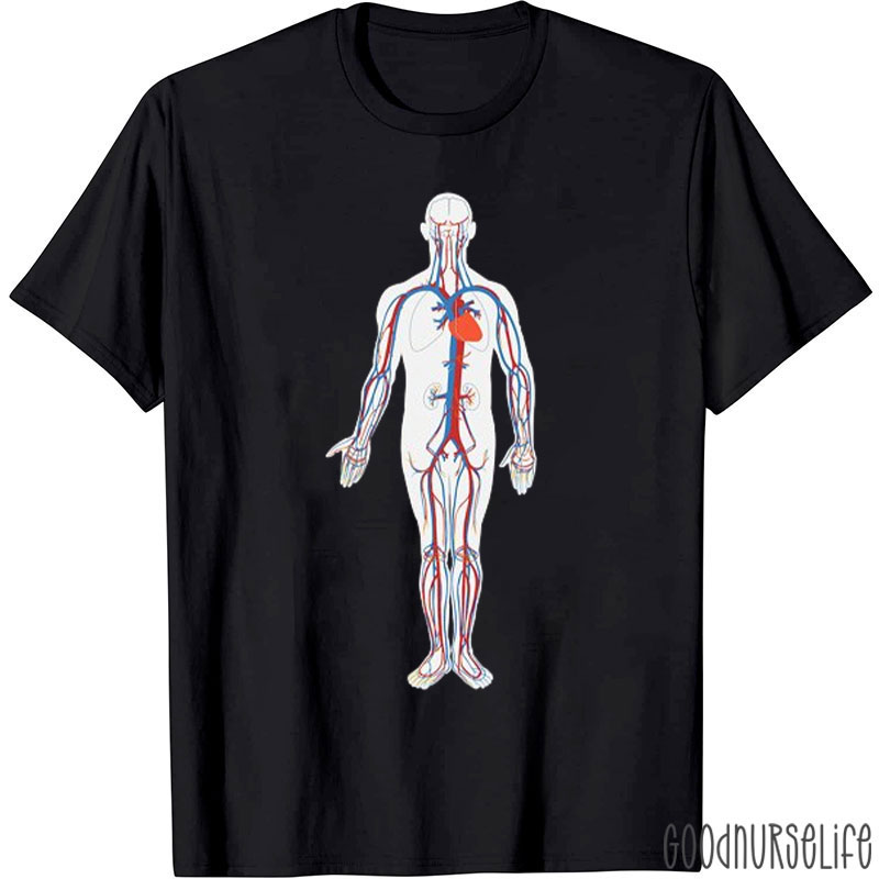 Human Blood Circulatory System Nurse T-shirt