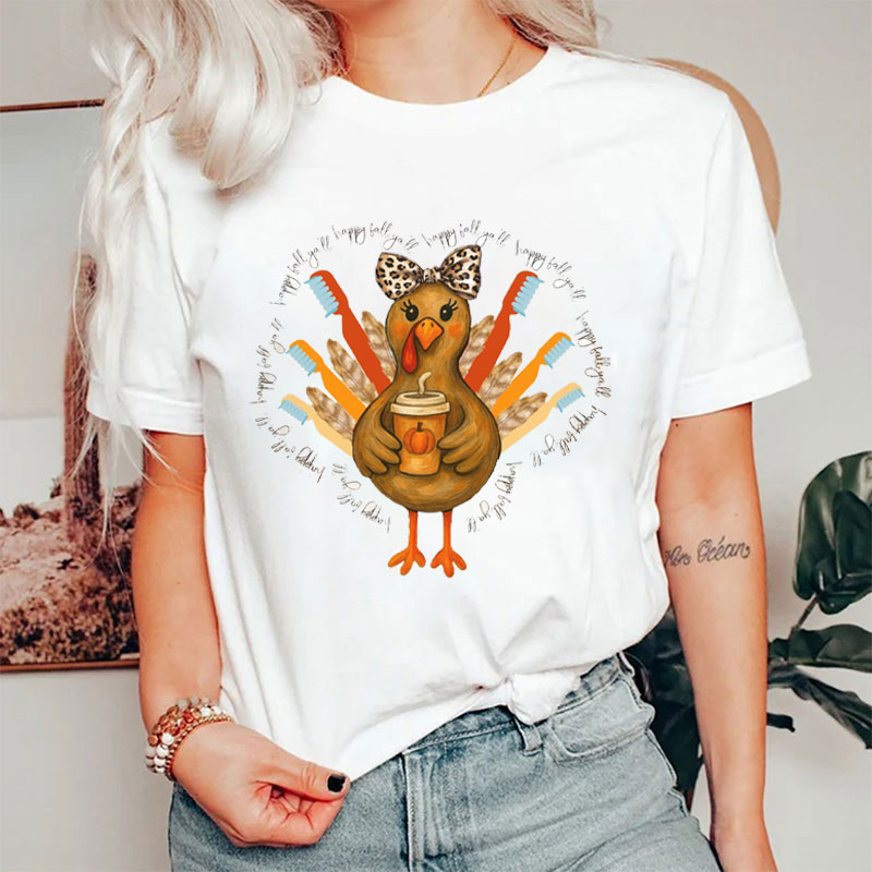 Thanksgiving Toothbrush Feather Chick T-Shirt