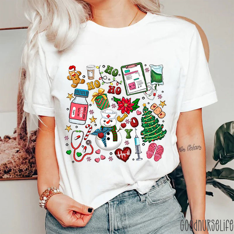 Ho Ho Ho Joy Christmas Nurse T-shirt