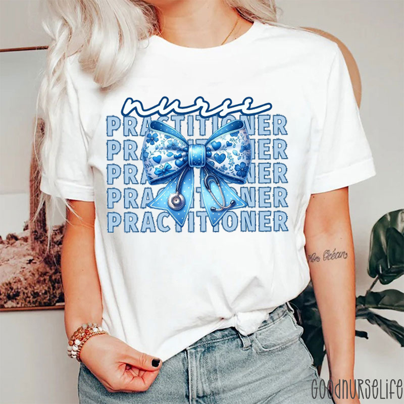 Nurse Practitioner Bow Tie Stethoscope Nurse T-Shirt
