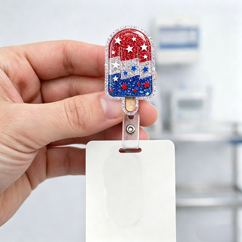 Patriotic Popsicle Nurse Badge Reel