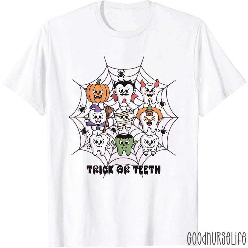 Halloween Spider Web Trick Or Teeth T-Shirt