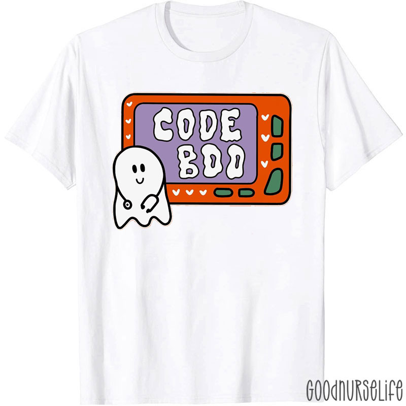 Code Boo With Cute Ghost Nurse T-Shirt