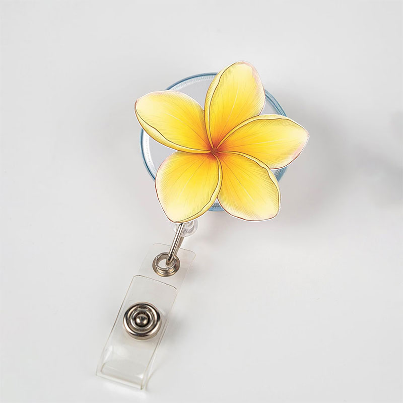 Yellow Plumeria Nurse Badge Reel