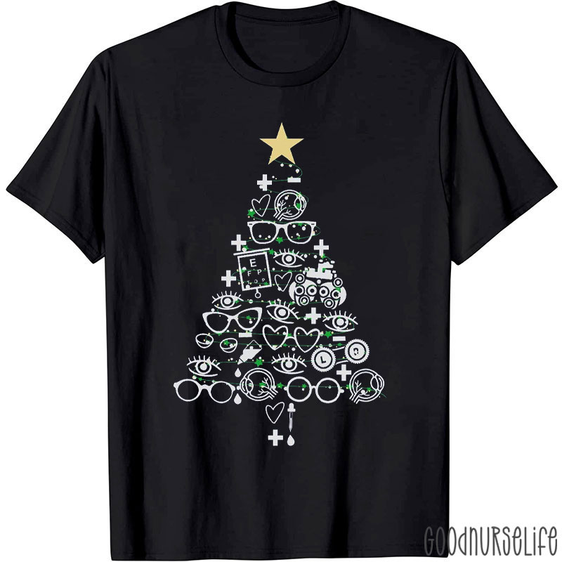 Ophthalmology Christmas Eye Care Festive Tree T-Shirt