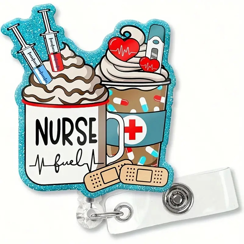 Nurse Cream Coffee Nurse Badge Reel