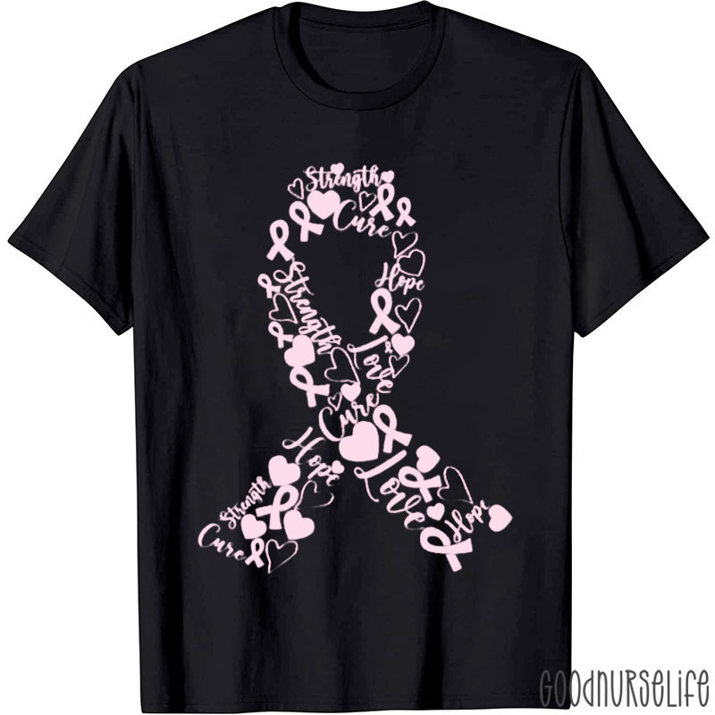 Breast Cancer Ribbon Love Hope Faith Breast Cancer Awareness T-Shirt