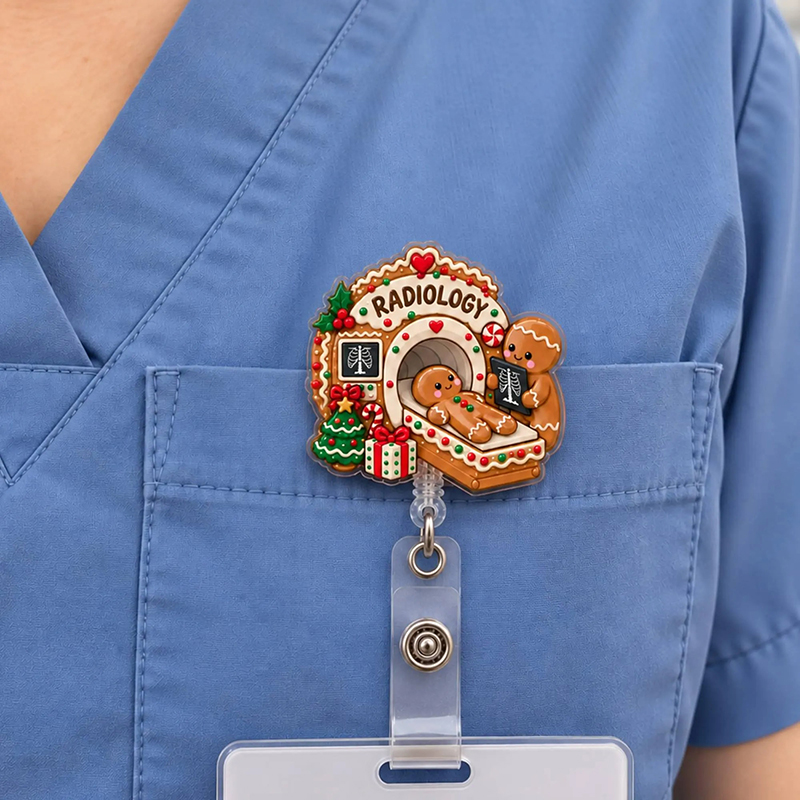 Christmas Radiology Gingerbread CT Scanner Nurse Badge Reel