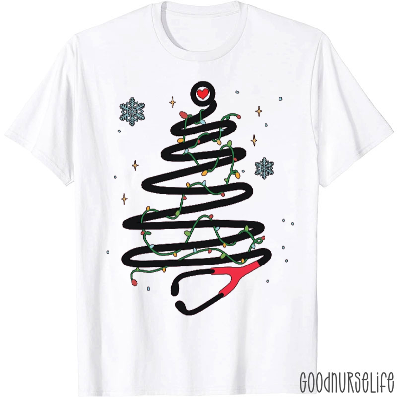 Xmas Christmas Stethoscope Nurse T-Shirt