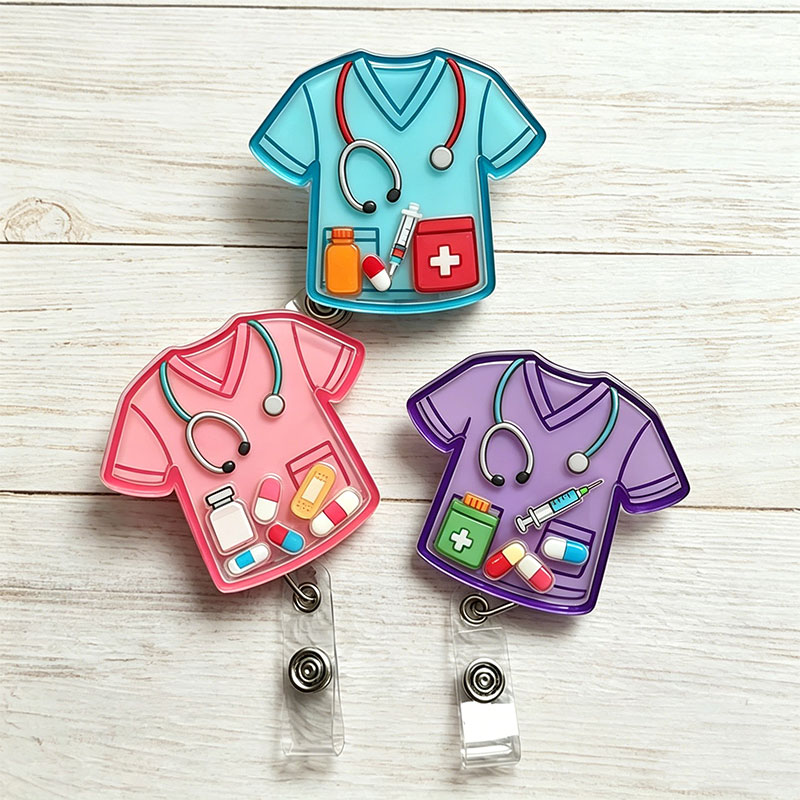 Nurse Scrub Shaker Badge Reel