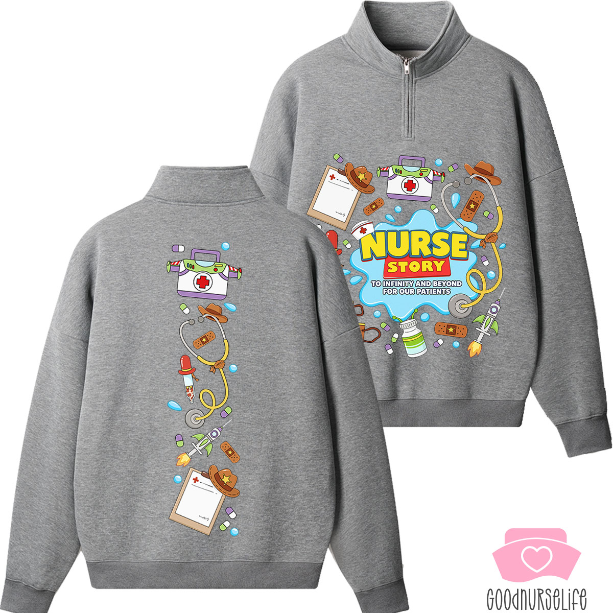 Nurse Story Medical Equipment Quarter Zip Sweatshirt