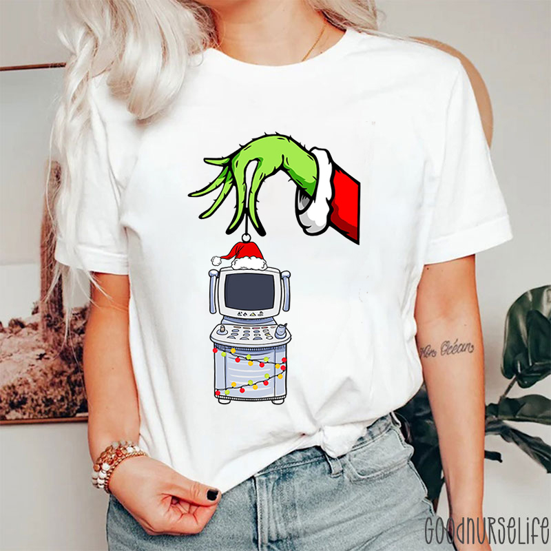 Christmas Hands Take The Sonografista Nurse T-shirt
