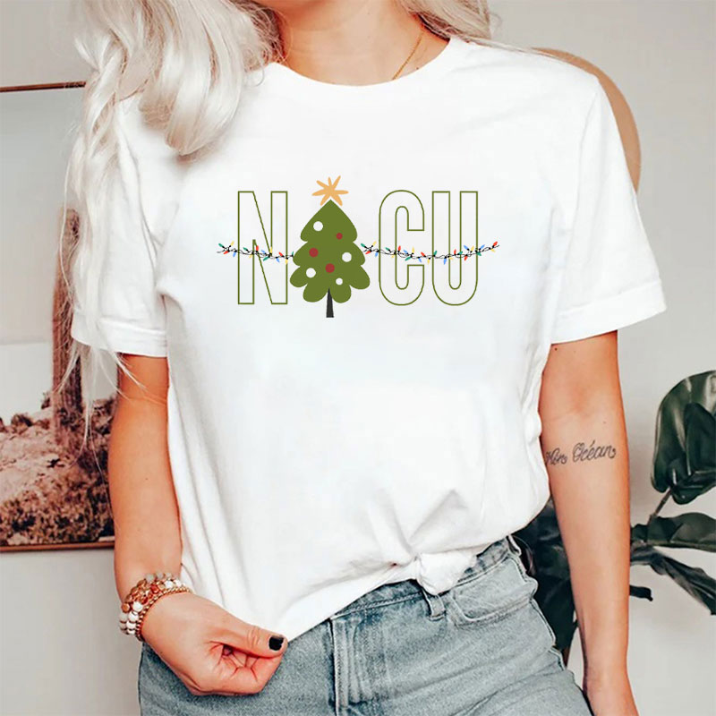 Festive NICU With Christmas Tree Nurse T-Shirt