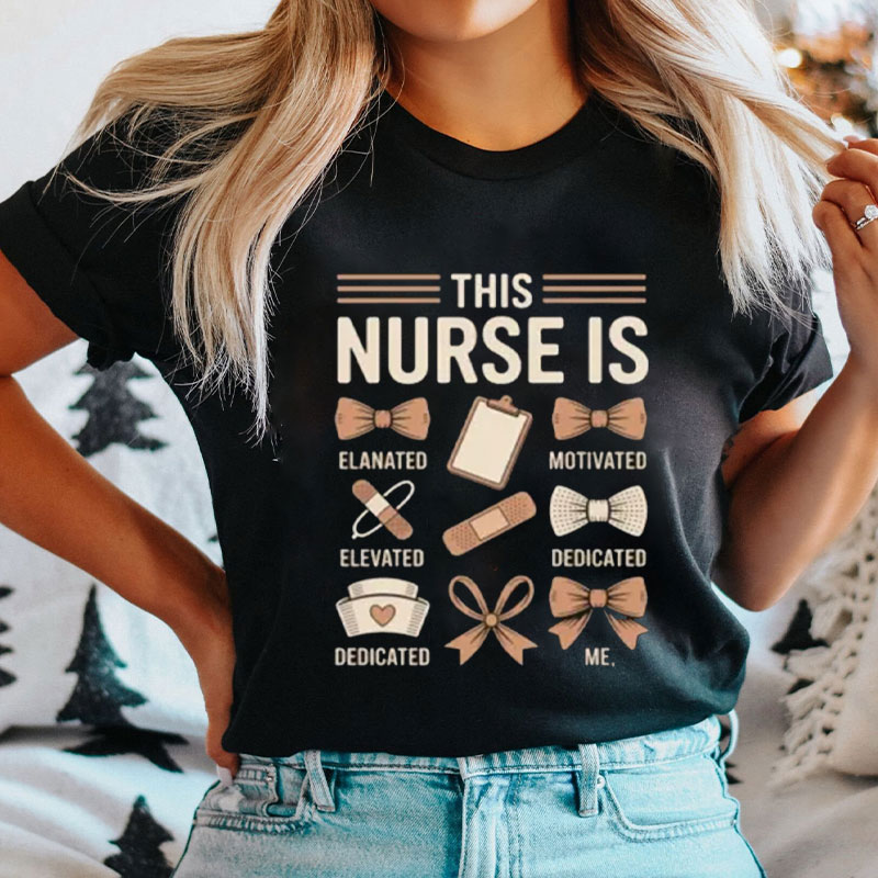 This Nurse Is Word And Bow Band-Aid Nurse T-Shirt