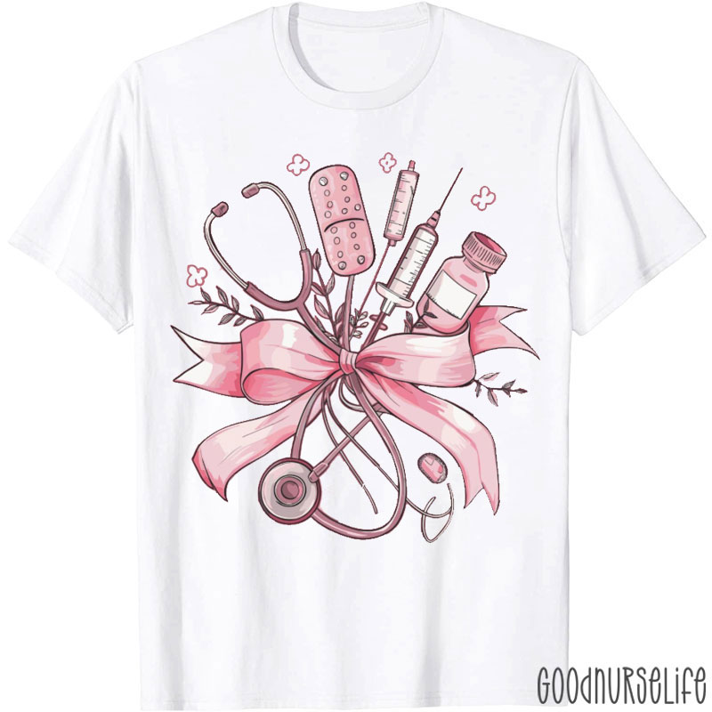 Pink Coquette Bow Nurse T-shirt