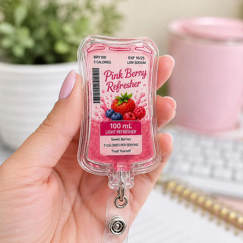 Cute Fruit Drink IV Bag Nurse Badge Reel