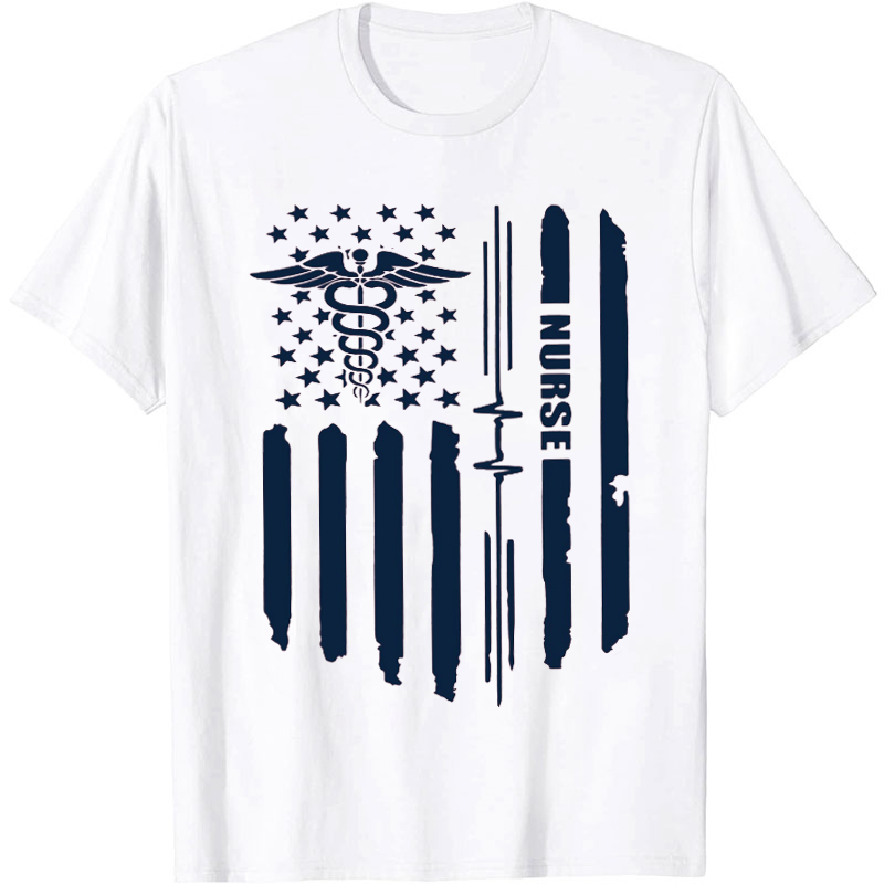 American Medical Montage Flag Nurse T-Shirt
