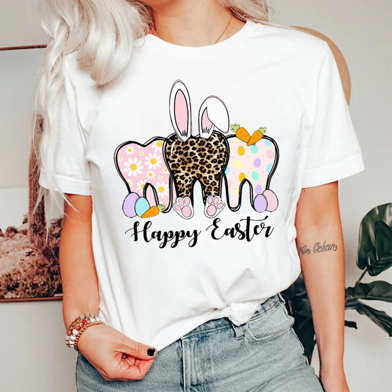 Happy Easter Leopard Teeth Nurse T-Shirt