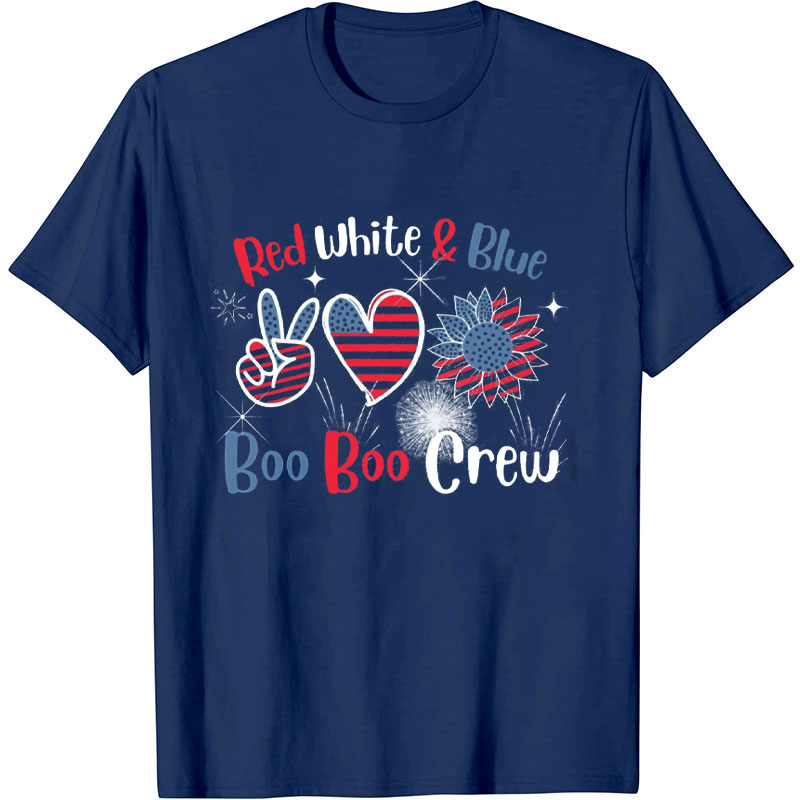 Red White And Blue Boo Boo Crew Nurse T-shirt