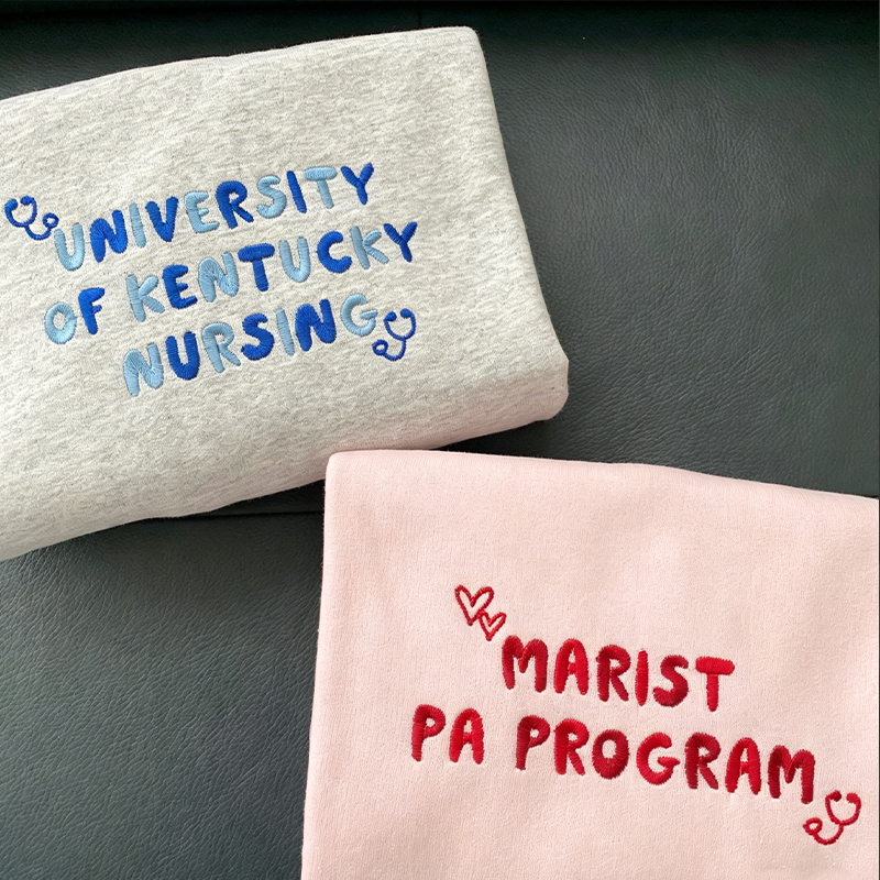 Personalized Embroidered Text Cute Icon Nurse Sweatshirt