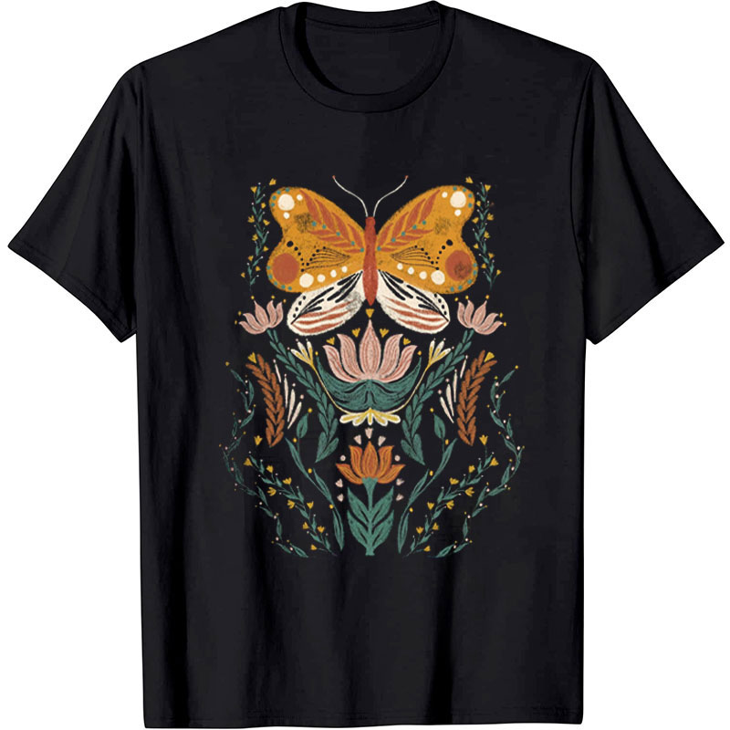 Butterfly And Flowers T-Shirt
