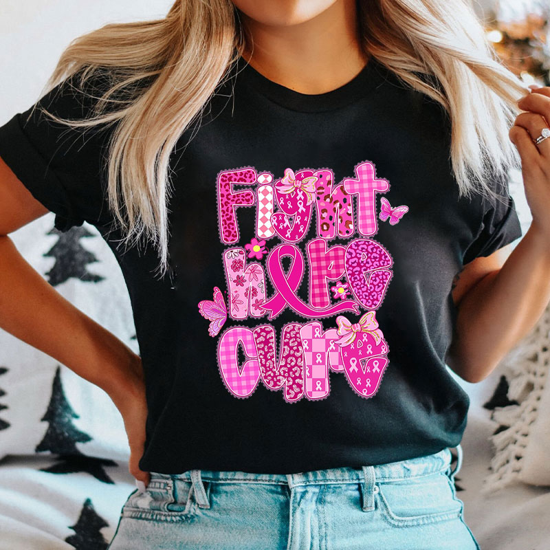 Fight Hope Cure With Breast Cancer Ribbon Nurse T-Shirt