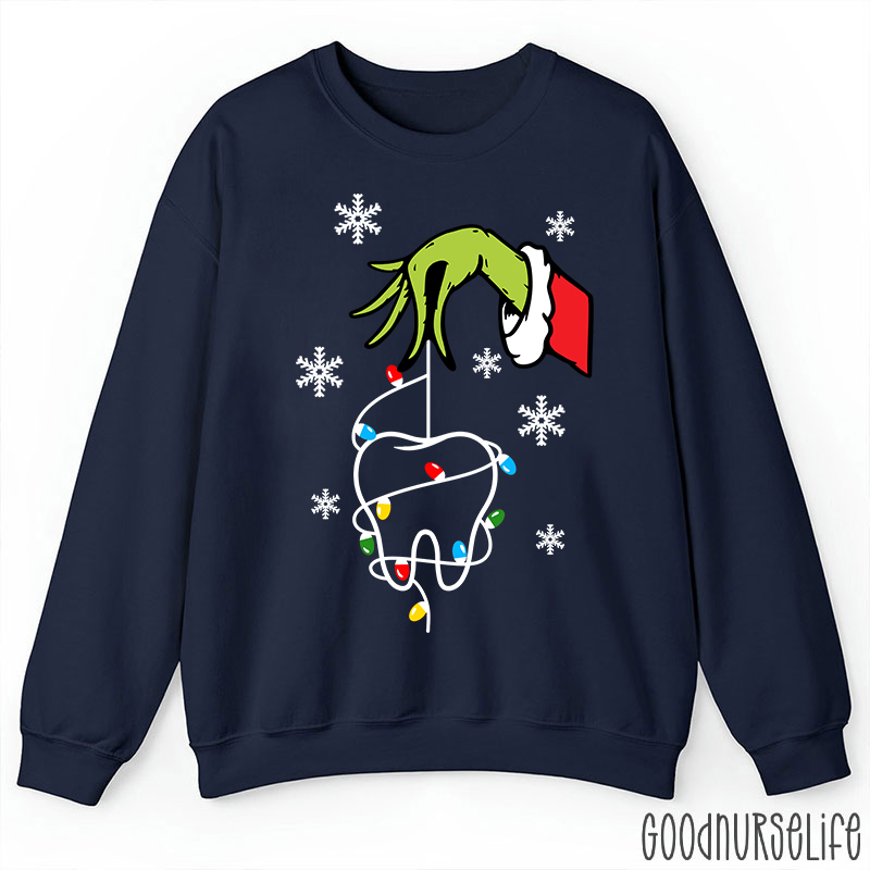 Santa Hand Holding A Tooth Take Care Of Your Teeth Sweatshirt