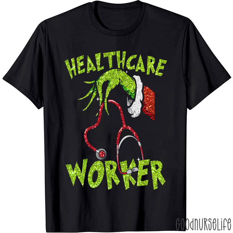 Personalized Christmas Practitioner Glitter Stethoscope Nurse T-Shirt